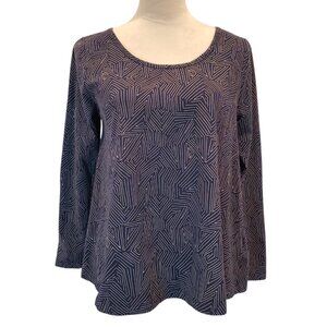 MATA TRADERS SZ M Soft Organic Cotton Stretch Knit Cozy Day Top in Navy